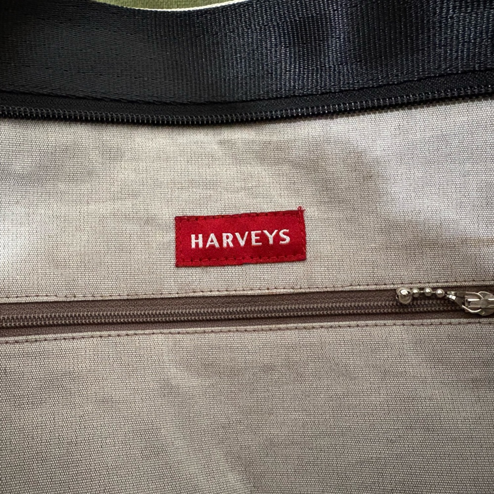 Harvey's Streamline Tote Bag Black and White Stripe Zipped Bag Seatbelt - Picture 3 of 8